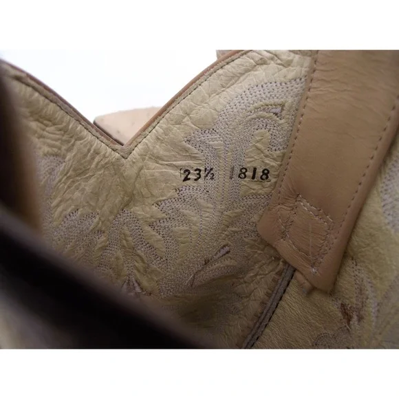 D'Jesus Women's 7 Men's 6 Ostrich Print Beige Tan Wedding Dance Western Cowboy